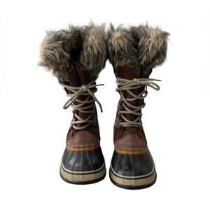 Sorel Brown and Black Fur Winter Boots